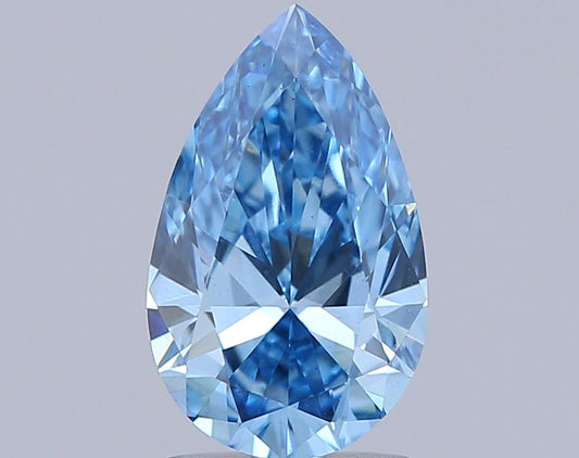 Lab-Grown Pear Diamond - 1.46 Carats, Fancy Vivid Blue Color, VS1 Clarity - Certified by IGI - Report Number: LG644400556