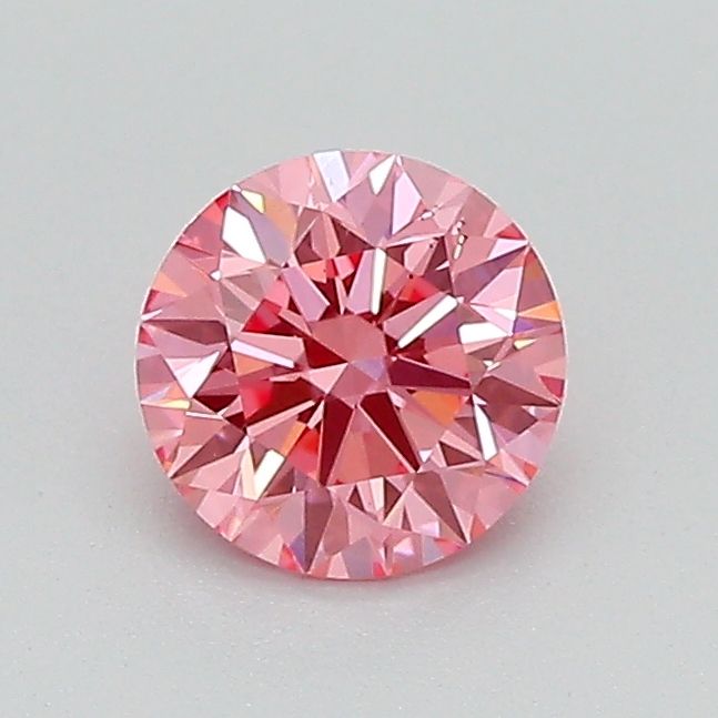 Lab-Grown Round Diamond - 0.62 Carats, Fancy Vivid Pink Color, VS1 Clarity - Certified by IGI - Report Number: LG655446453