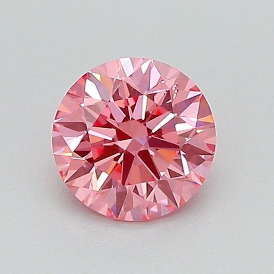 Lab-Grown Round Diamond - 0.62 Carats, Fancy Vivid Pink Color, VS1 Clarity - Certified by IGI - Report Number: LG655446453