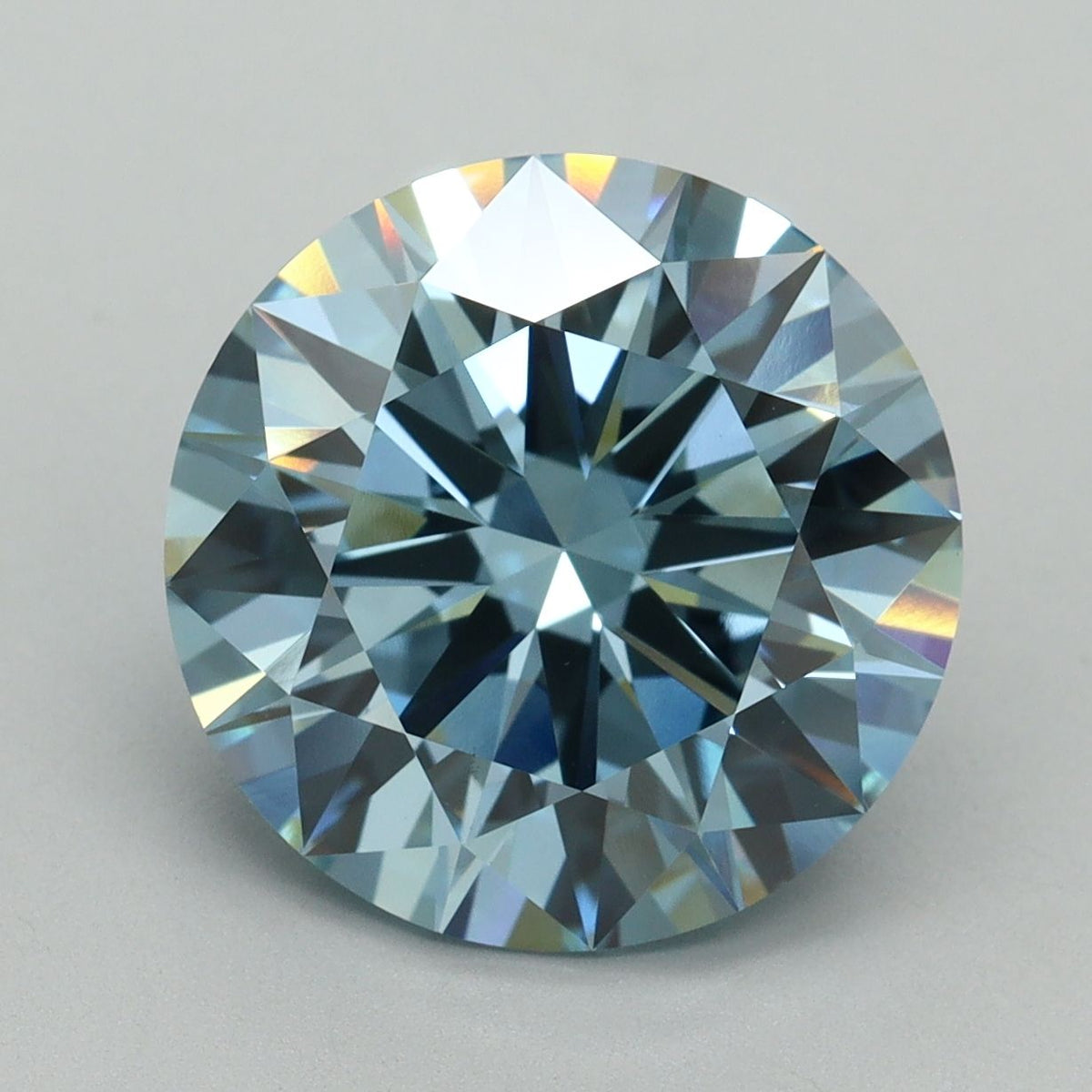 Lab-Grown Round Diamond - 6.05 Carats, Fancy Vivid Blue Color, VVS2 Clarity - Certified by IGI - Report Number: LG636438493
