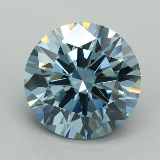 Lab-Grown Round Diamond - 6.05 Carats, Fancy Vivid Blue Color, VVS2 Clarity - Certified by IGI - Report Number: LG636438493