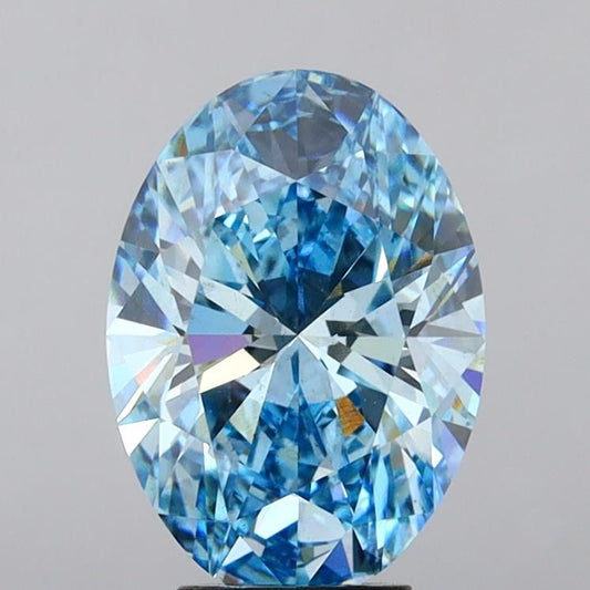 Lab-Grown Oval Diamond - 5.03 Carats, Fancy Vivid Blue Color, VS2 Clarity - Certified by IGI - Report Number: LG633495809