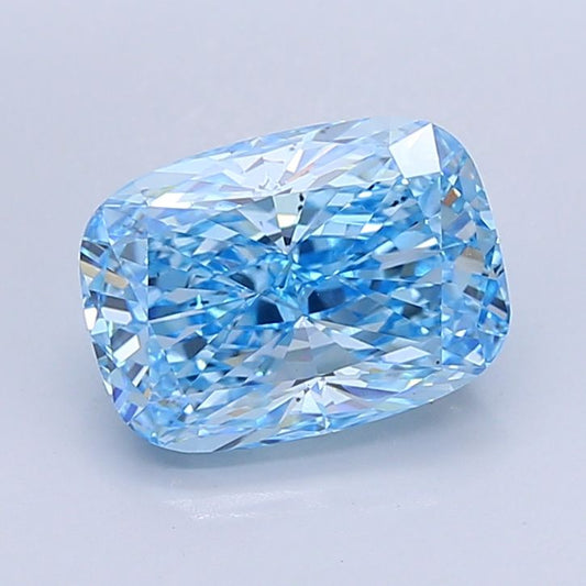 Lab-Grown Cushion Diamond - 4.68 Carats, Fancy Vivid Blue Color, VS2 Clarity - Certified by IGI - Report Number: LG652436856