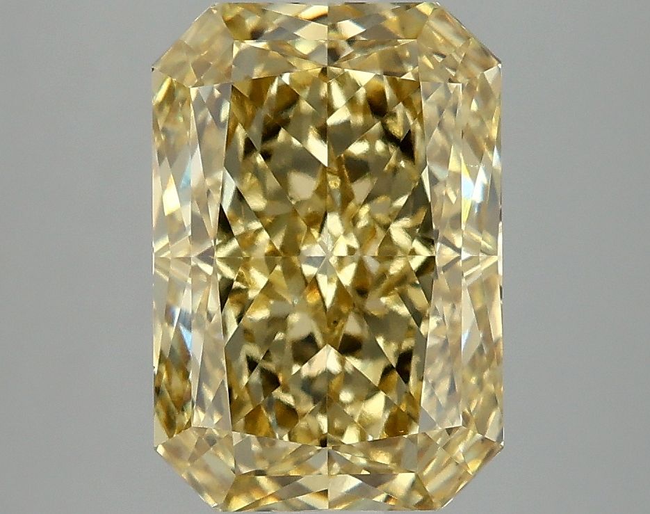 Lab-Grown Radiant Diamond - 4.01 Carats, Fancy Vivid Yellow Color, VVS2 Clarity - Certified by IGI - Report Number: LG677567771