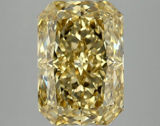 Lab-Grown Radiant Diamond - 4.01 Carats, Fancy Vivid Yellow Color, VVS2 Clarity - Certified by IGI - Report Number: LG677567771