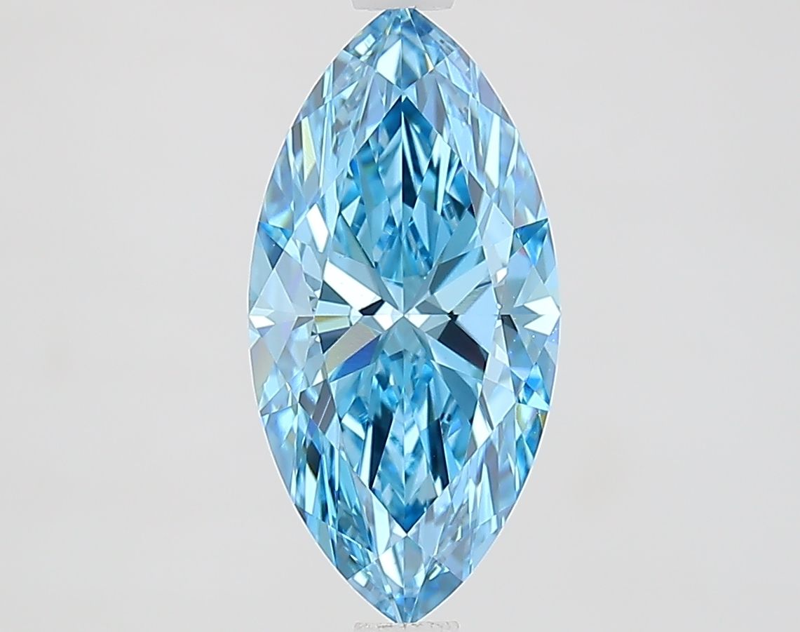 Lab-Grown Marquise Diamond - 2.14 Carats, Fancy Vivid Blue Color, VVS2 Clarity - Certified by IGI - Report Number: LG691565513