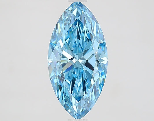 Lab-Grown Marquise Diamond - 2.14 Carats, Fancy Vivid Blue Color, VVS2 Clarity - Certified by IGI - Report Number: LG691565513