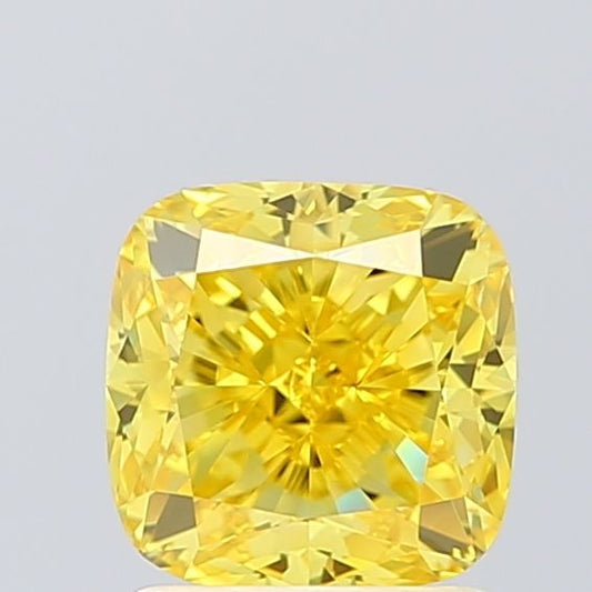 Lab-Grown Cushion Diamond - 1.51 Carats, Fancy Vivid Yellow Color, VVS2 Clarity - Certified by IGI - Report Number: LG621417450