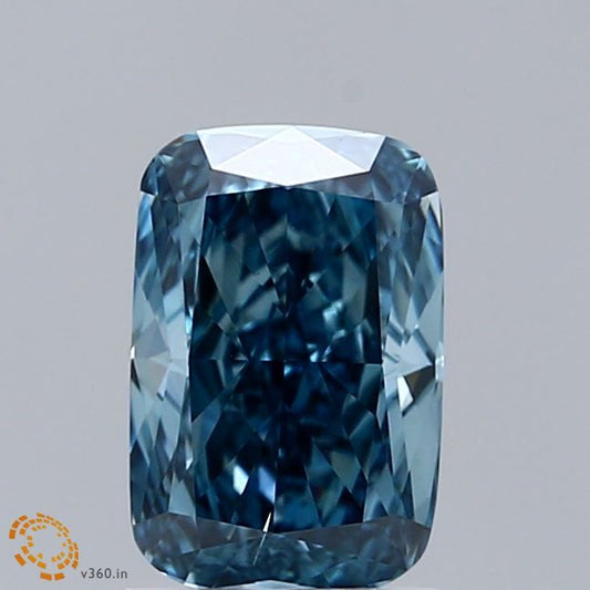 Lab-Grown Cushion Diamond - 1.51 Carats, Fancy Vivid Blue Color, VS2 Clarity - Certified by IGI - Report Number: LG662477765