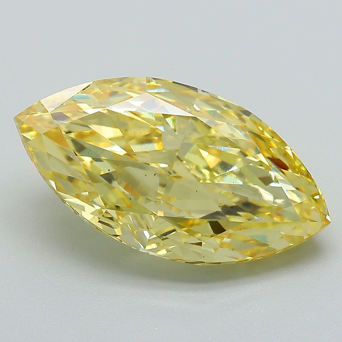 Lab-Grown Marquise Diamond - 5.26 Carats, Fancy Vivid Yellow Color, VS2 Clarity - Certified by IGI - Report Number: LG683504150