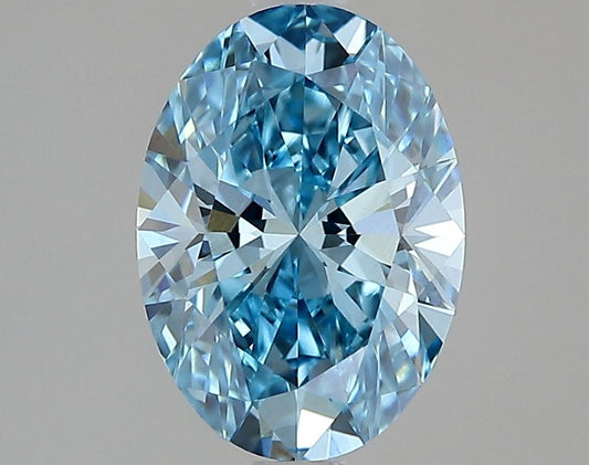 Lab-Grown Oval Diamond - 1.52 Carats, Fancy Vivid Blue Color, VVS2 Clarity - Certified by IGI - Report Number: LG639447667