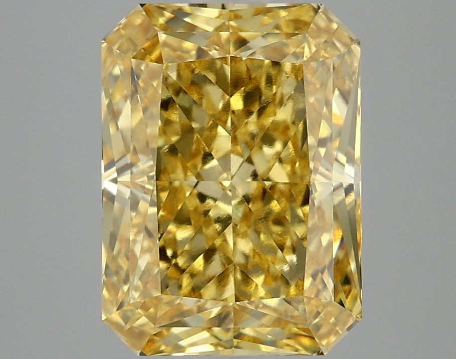 Lab-Grown Radiant Diamond - 4.1 Carats, Fancy Vivid Yellow Color, VVS2 Clarity - Certified by IGI - Report Number: LG662432401