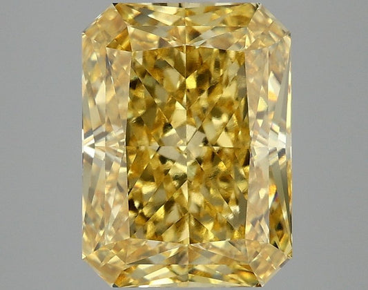 Lab-Grown Radiant Diamond - 4.1 Carats, Fancy Vivid Yellow Color, VVS2 Clarity - Certified by IGI - Report Number: LG662432401