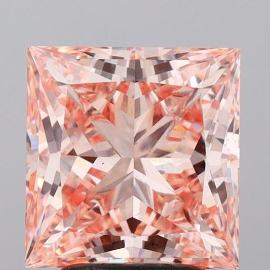 Lab-Grown Princess Diamond - 3.58 Carats, Fancy Intense Pink Color, VS1 Clarity - Certified by IGI - Report Number: LG680563660