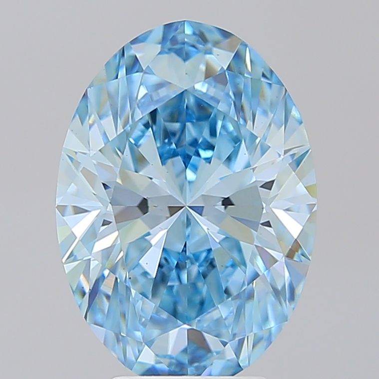 Lab-Grown Oval Diamond - 4.53 Carats, Fancy Vivid Blue Color, VS1 Clarity - Certified by IGI - Report Number: LG659409386