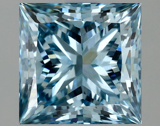 Lab-Grown Princess Diamond - 2.77 Carats, Fancy Vivid Blue Color, VS1 Clarity - Certified by IGI - Report Number: LG634426782