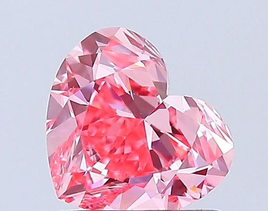 Lab-Grown Heart Diamond - 0.91 Carats, Fancy Vivid Pink Color, VS1 Clarity - Certified by IGI - Report Number: LG665420408