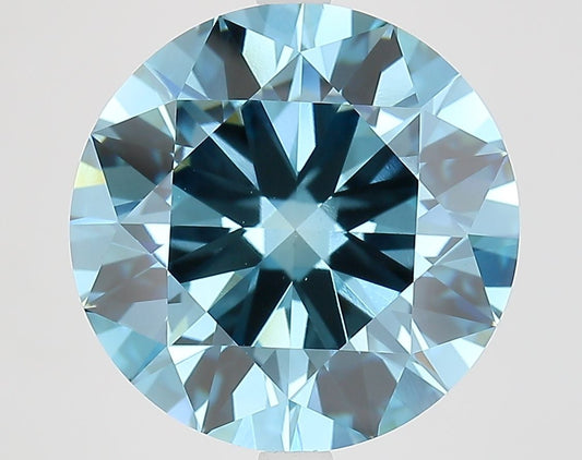 Lab-Grown Round Diamond - 8.03 Carats, Fancy Vivid Blue Color, VS1 Clarity - Certified by IGI - Report Number: LG683581790