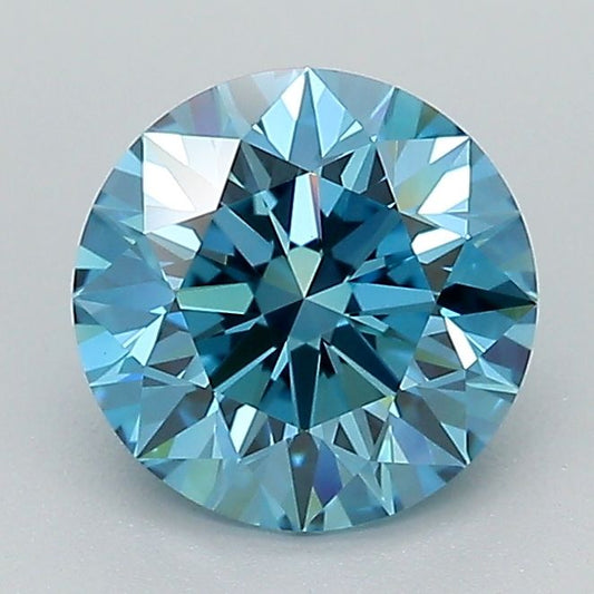 Lab-Grown Round Diamond - 1.51 Carats, Fancy Vivid Blue Color, VS1 Clarity - Certified by IGI - Report Number: LG689546749
