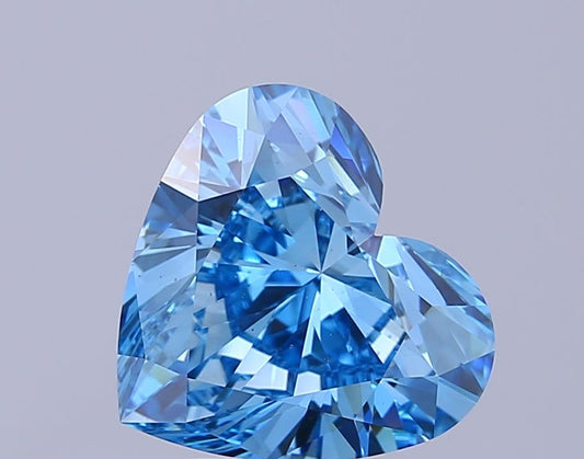 Lab-Grown Heart Diamond - 4.0 Carats, Fancy Vivid Blue Color, VS2 Clarity - Certified by IGI - Report Number: LG643421828