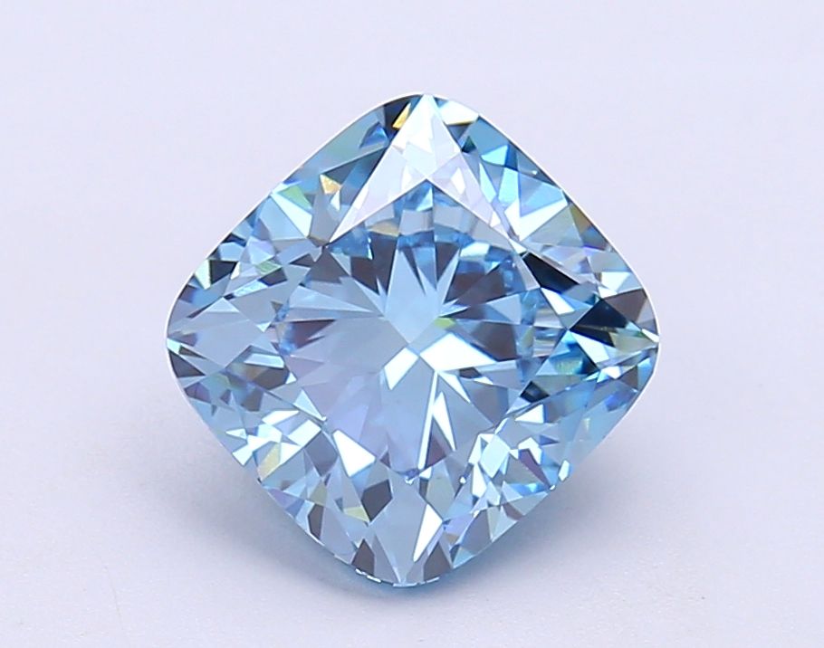 Lab-Grown Cushion Diamond - 3.02 Carats, Fancy Vivid Blue Color, VVS2 Clarity - Certified by IGI - Report Number: LG684510354