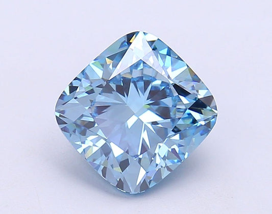 Lab-Grown Cushion Diamond - 3.02 Carats, Fancy Vivid Blue Color, VVS2 Clarity - Certified by IGI - Report Number: LG684510354