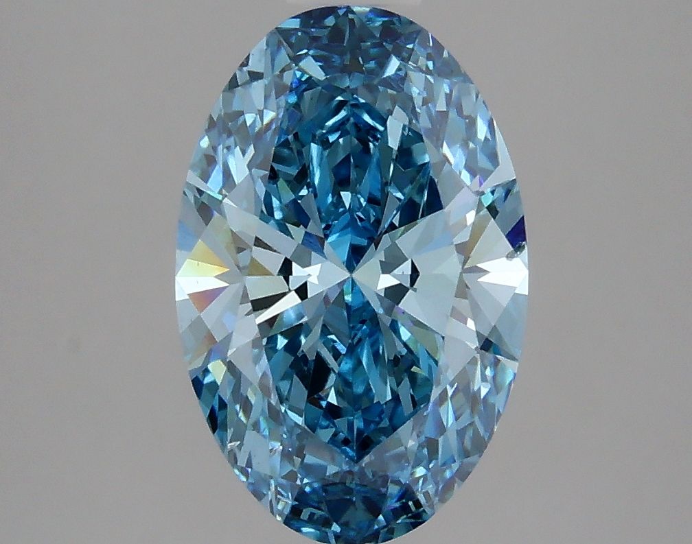 Lab-Grown Oval Diamond - 2.55 Carats, Fancy Vivid Blue Color, VS2 Clarity - Certified by IGI - Report Number: LG625409996