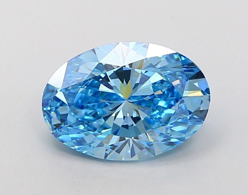 Lab-Grown Oval Diamond - 3.01 Carats, Fancy Vivid Blue Color, VS1 Clarity - Certified by IGI - Report Number: LG689506962