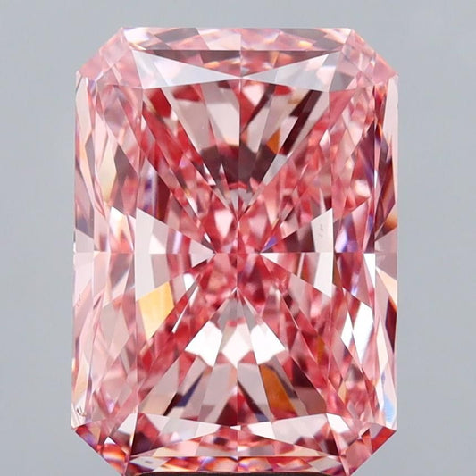 Lab-Grown Radiant Diamond - 6.13 Carats, Fancy Vivid Pink Color, VVS2 Clarity - Certified by IGI - Report Number: LG652474877