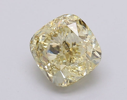 Lab-Grown Cushion Diamond - 2.1 Carats, Fancy Yellow Color, VS1 Clarity - Certified by IGI - Report Number: LG595381226