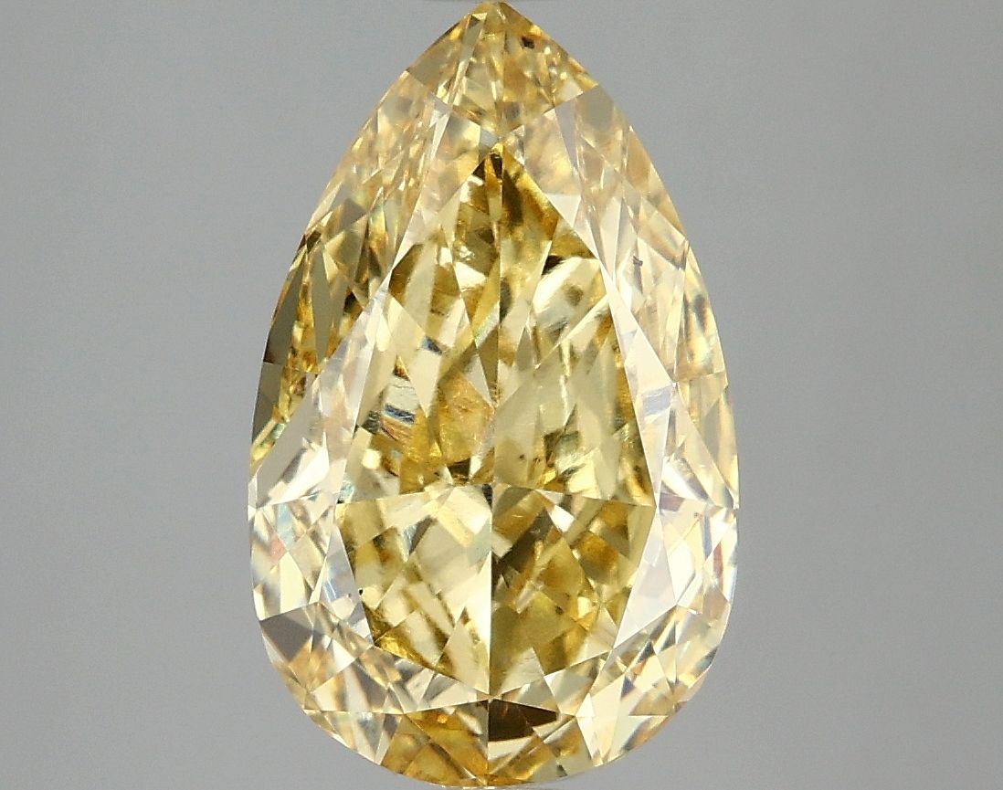 Lab-Grown Pear Diamond - 4.0 Carats, Fancy Vivid Yellow Color, VS2 Clarity - Certified by IGI - Report Number: LG667419902