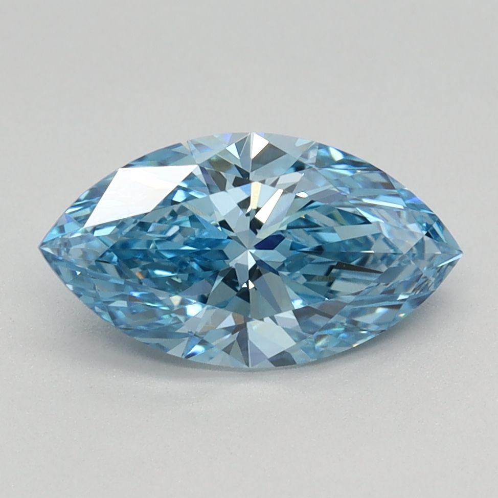 Lab-Grown Marquise Diamond - 1.19 Carats, Fancy Vivid Blue Color, VVS2 Clarity - Certified by IGI - Report Number: LG613350785