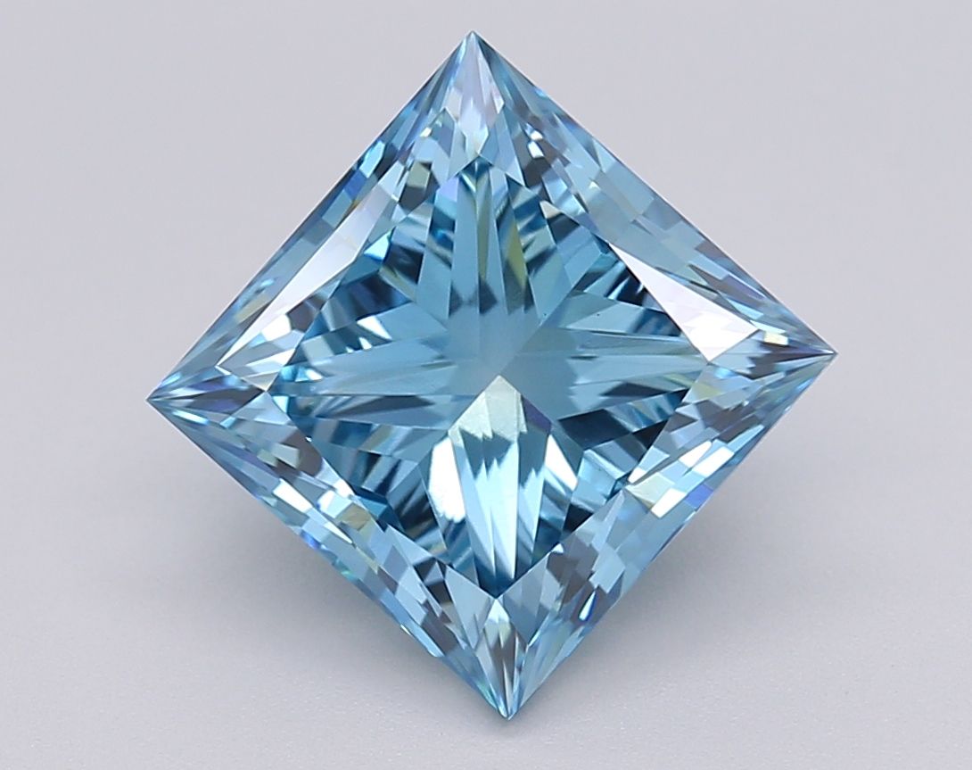 Lab-Grown Princess Diamond - 3.01 Carats, Fancy Vivid Blue Color, VS1 Clarity - Certified by IGI - Report Number: LG608377056