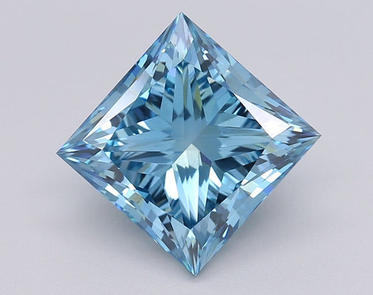 Lab-Grown Princess Diamond - 3.01 Carats, Fancy Vivid Blue Color, VS1 Clarity - Certified by IGI - Report Number: LG608377056