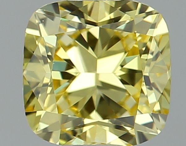 Lab-Grown Cushion Diamond - 0.5 Carats, Fancy Intense Yellow Color, VVS1 Clarity - Certified by IGI - Report Number: LG640401986