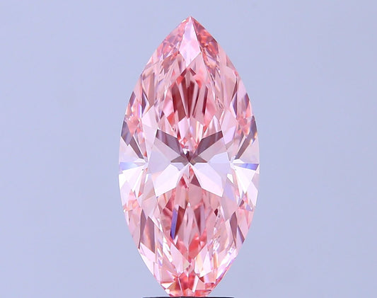 Lab-Grown Marquise Diamond - 5.08 Carats, Fancy Vivid Pink Color, VS1 Clarity - Certified by IGI - Report Number: LG675587570