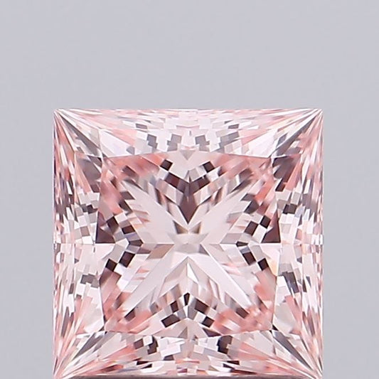 Lab-Grown Princess Diamond - 1.1 Carats, Fancy Intense Pink Color, VVS2 Clarity - Certified by IGI - Report Number: LG665401722