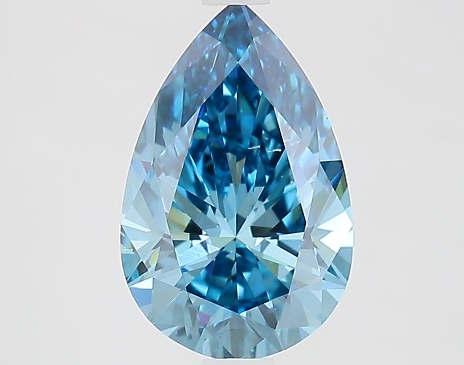 Lab-Grown Pear Diamond - 2.03 Carats, Fancy Vivid Blue Color, VVS2 Clarity - Certified by IGI - Report Number: LG686501669