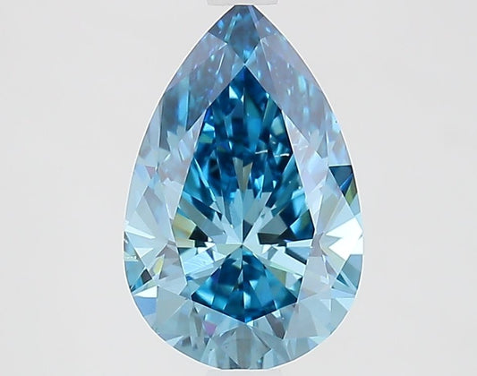 Lab-Grown Pear Diamond - 2.03 Carats, Fancy Vivid Blue Color, VVS2 Clarity - Certified by IGI - Report Number: LG686501669