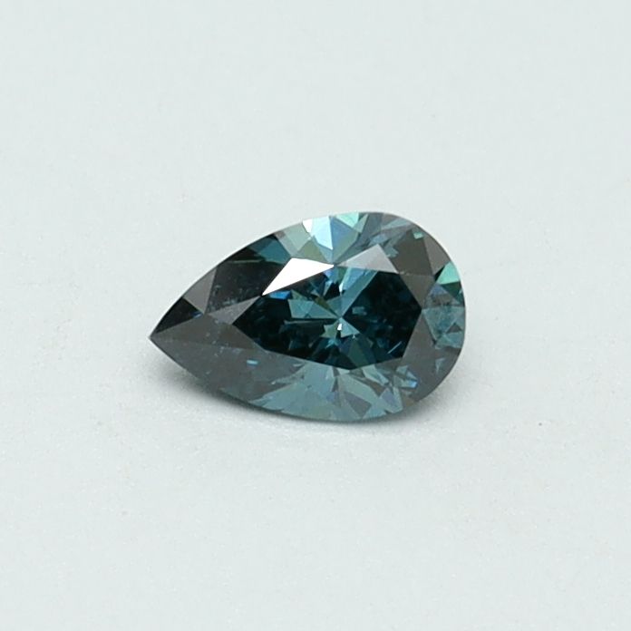 Lab-Grown Pear Diamond - 0.18 Carats, Fancy Vivid Greenish Blue Color, VS1 Clarity - Certified by IGI - Report Number: LG530289295