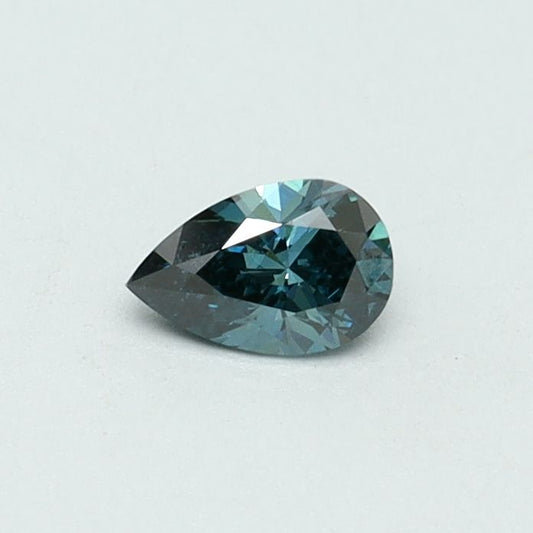 Lab-Grown Pear Diamond - 0.18 Carats, Fancy Vivid Greenish Blue Color, VS1 Clarity - Certified by IGI - Report Number: LG530289295