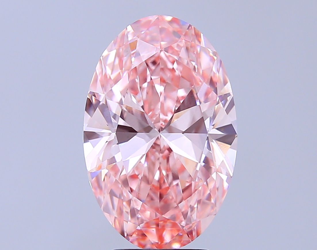 Lab-Grown Oval Diamond - 5.04 Carats, Fancy Vivid Pink Color, VS1 Clarity - Certified by IGI - Report Number: LG689542129