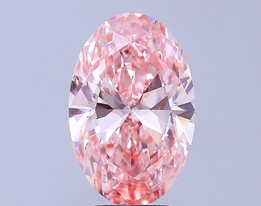 Lab-Grown Oval Diamond - 5.04 Carats, Fancy Vivid Pink Color, VS1 Clarity - Certified by IGI - Report Number: LG689542129