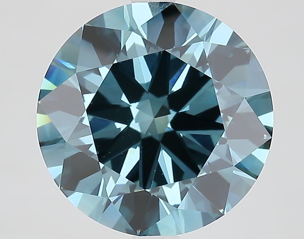 Lab-Grown Round Diamond - 5.01 Carats, Fancy Vivid Blue Color, VS1 Clarity - Certified by IGI - Report Number: LG681571673