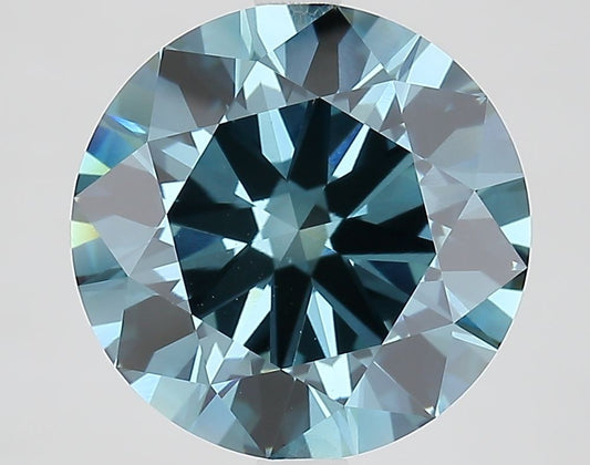 Lab-Grown Round Diamond - 5.01 Carats, Fancy Vivid Blue Color, VS1 Clarity - Certified by IGI - Report Number: LG681571673