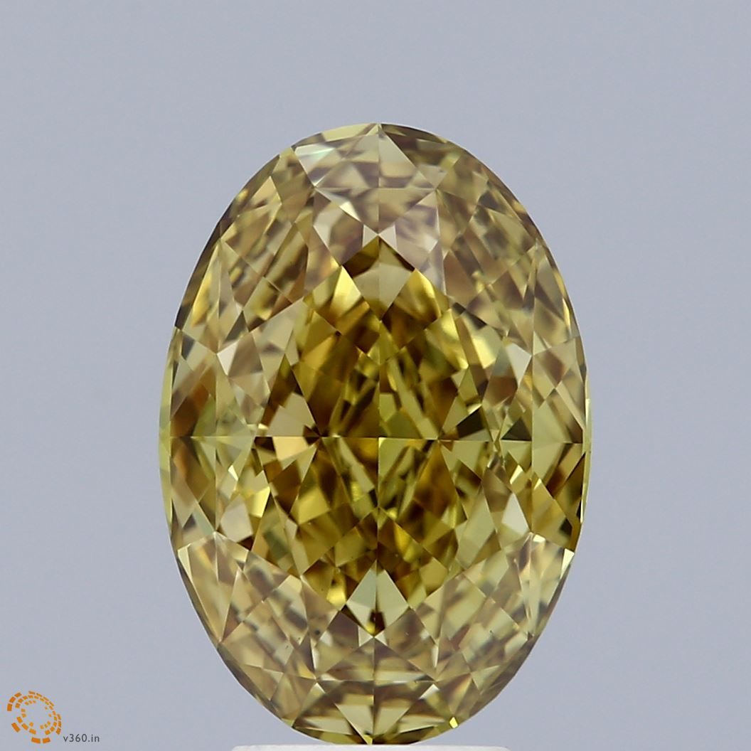 Lab-Grown Oval Diamond - 5.02 Carats, Fancy Vivid Yellow Color, VS1 Clarity - Certified by IGI - Report Number: LG665424501