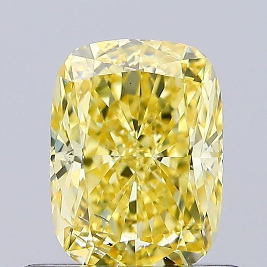 Lab-Grown Cushion Diamond - 0.71 Carats, Fancy Intense Yellow Color, SI1 Clarity - Certified by IGI - Report Number: LG560225214