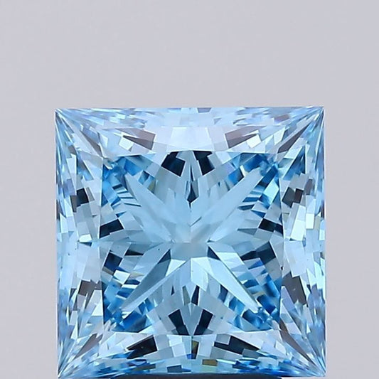 Lab-Grown Princess Diamond - 4.04 Carats, Fancy Vivid Blue Color, VS1 Clarity - Certified by IGI - Report Number: LG660408406