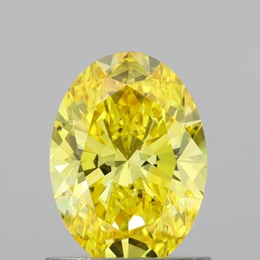 Lab-Grown Oval Diamond - 1.01 Carats, Fancy Vivid Yellow Color, VVS2 Clarity - Certified by IGI - Report Number: LG691539995
