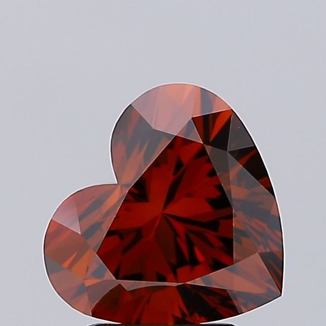 Lab-Grown Heart Diamond - 2.57 Carats, Fancy Deep Orange Color, VVS2 Clarity - Certified by IGI - Report Number: LG641469619